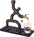 Handcrafted Liquor Dispenser- Steampunk Pipe Decor, Industrial Whiskey Holder, Rustic Style, Bar Accessories For Home Bar Art (1 Bottle) (Brown)