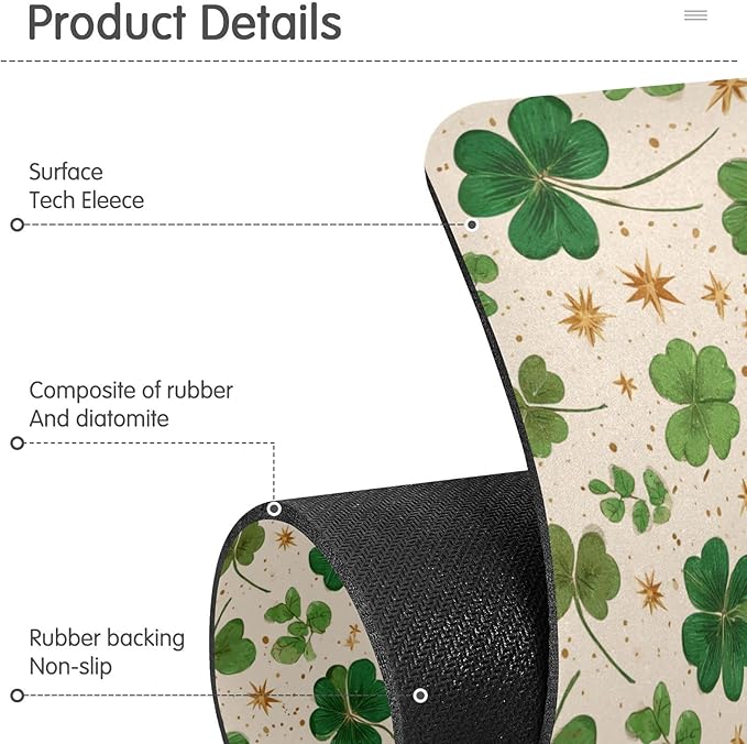 Kitchen Sink Splash Guard 1 PC 30 Inch Sink Faucet Mat Splash Guard for Bathroom Countertop Water Absorbent Foldable Cuttable Soft Washable Green Clovers and Gold Stars