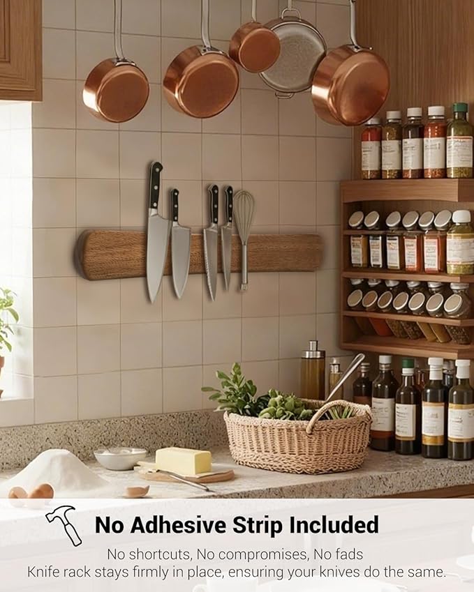 Swaitee Magnetic Knife Holder for Wall, 24 Inch Large Acacia Wood Magnetic Knife Strip, Kitchen Storage Organizer, Fridge Side Mount, Housewarming Gifts for New Home