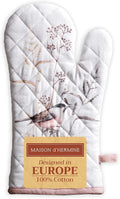 Maison d'Hermine Oven Gloves 100% Cotton Oven Mitt 7" x 13" with Loop Heat Resistant BBQ Cooking Gloves Baking Grilling Gifts for Mothers Day Spring/Summer (Pack of 1, Meadow Florals - Brown)