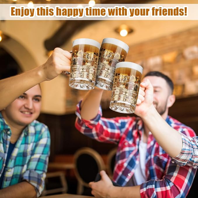 Mifoci 20 Pcs Plastic Beer Mugs with Handles 16 oz Oktoberfest Beer Stein Bulk Reusable Drinking Cups Glasses for Bavarian Party Supplies Cocktail Beverages Alcohol Soda