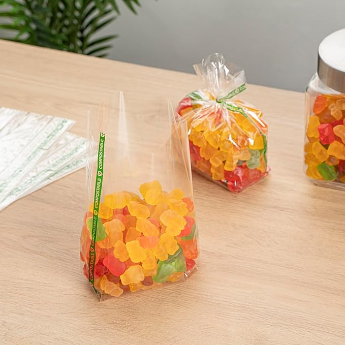 Resturantware Plastic Gusset Bags 100 Count 4" x 2 1/4" x 8" Wicker Dispensing Bottom Gusset Clear Plastic Bags Heat Sealable For Sourdough Bread Cookies Pastries Rolls For Home Bakers And Bakeries