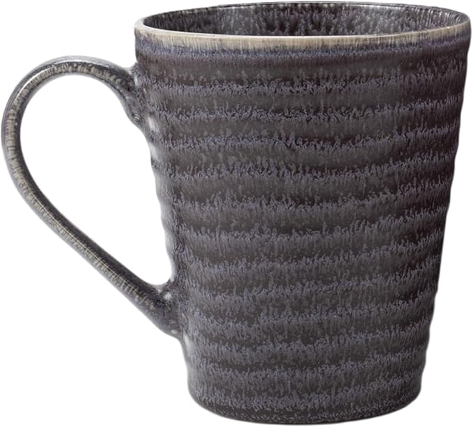Elanze Designs Sophisticated Modern Chic Ribbed Ceramic Stoneware Dinnerware Mugs Cups Set of 4 - Charcoal Grey