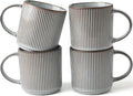 famiware Coffee Mug Set for 4, Star 12 oz Catering Mugs Cup Set with Handle for Coffee, Tea, Cocoa, Milk - Ceramic Stoneware Drinkware Set, Smoky Blue