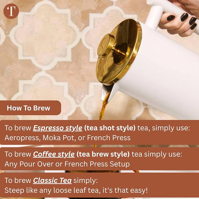 Teaspressa Organic Green Gold Green Tea - Brews Like Espresso - Bold, Rich, Full-Bodied - Naturally Caffeinated - Make Tea Lattes at Home - Vegan & Gluten-Free - Barista Quality - Makes 30 Cups - Great Gift Idea