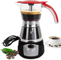 Electric Moka Pot 3-6 Cup 150-300ml Plastic Transparent Stovetop Espresso Maker Portable Stainless Steel Mocha Pot Percolator Italian Coffee Makers Greca Machine Cafe Classic for Home Camping