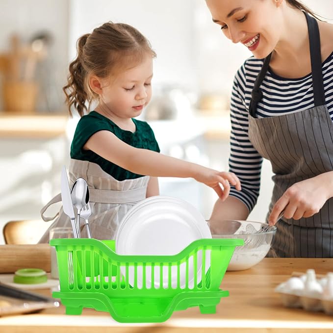 IMIKEYA Green Dish Rack Dish Drainers Kitchen Sink Drying Rack Plastic Household