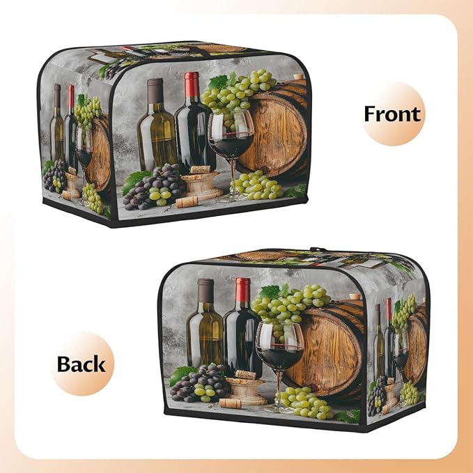 Retro Red Wine Fruit 4 Slice Toaster Cover Dust And Fingerprint Bread Maker Cover Bakeware Protector Washable Appliance Covers Kitchen Accessories For Home Kitchen Women Gift