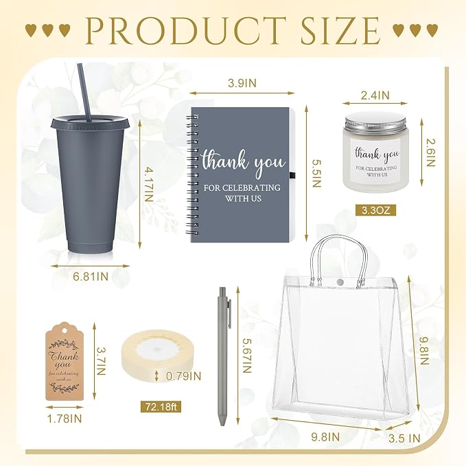 Nuogo 6 Sets New Parent Shower Prizes for Player Winners Adult, Wedding Bridal Shower Gift, Plastic Tumbler Notebook Scented Candle Ballpoint Pen Bag (Light Morandi Color,Classic Style)