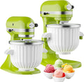 Ice Cream Maker Attachment for KitchenAid Stand Mixer, Compatible with 4.5/5Qt & Larger KitchenAid Stand Mixer, 2 Quart Frozen Ice Cream Bowl, Yogurt & Sorbet Gelato, White