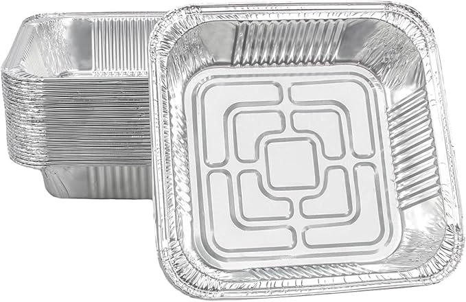 Non-Stick Disposable Air Fryer Aluminum Foil Liners Square 50PCS, Oil-Proof Aluminum Foil Tin Box Also for Steamer Basket Instant Pot Oven & Grill (6 * 6 Inch-Square)