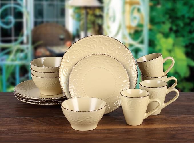 Lorren Home Trends LH529 Dinnerware Set for Entertaining, One Size, Yellow