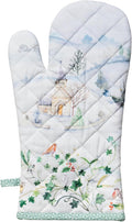 Maison d' Hermine Oven Gloves 100% Cotton Oven Mitt 7" x 13" with Loop Heat Resistant BBQ Cooking Gloves for Thanksgiving Christmas Decorations Baking Handling Hot Pans (Pack of 1, Snowy World)