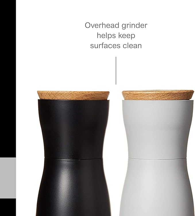 AdHoc Twin Salt and Pepper Mill Gift Set - Salt & Pepper Grinder for Gourmet Seasoning - Adjustable Manual Grinder for Fine to Coarse Spices