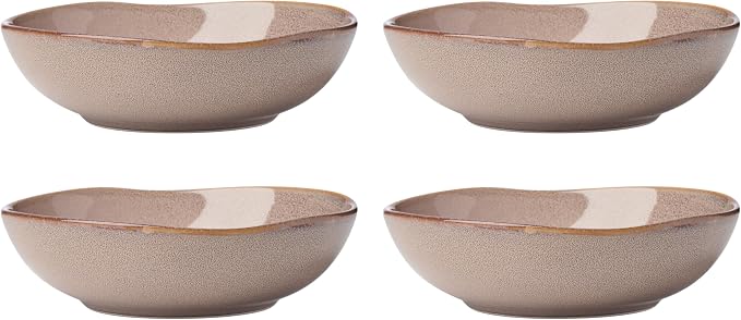 Oneida Dinnerware Set, Organic Shades Clay Pasta Bowls, Set of 4, Service For 4, Dishwasher and Microwave Safe, Made of Stoneware, Salad Bowl, Pasta Bowl, Home, Kitchen and Dining (Clay, 4 Pieces)