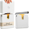 Bagel Cutter Slicer – Precision Bagel Slicer with Auto-Center Holder – Compact 7-Inch Space-Saving Design for Even Cutting Large and Small Bread at Home or Café Kitchen-White – 2nd GENERATION