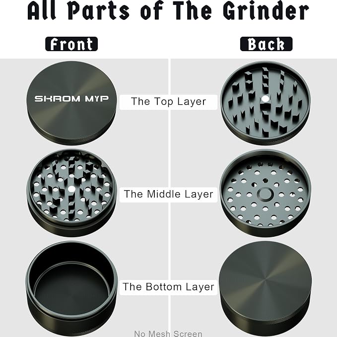 Grinder, Aluminum Large 3" Spice Grinder (Black)