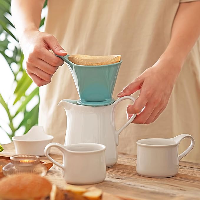Zero Japan - Bee House Pour Over Coffee Dripper - Lead-Free & Cadmium-Free Ceramic Coffee Maker with Elegant Peek Hole, Drip Cone Brewer Coffee Gifts, Brewing Accessories - Ice Blue, Standard Size