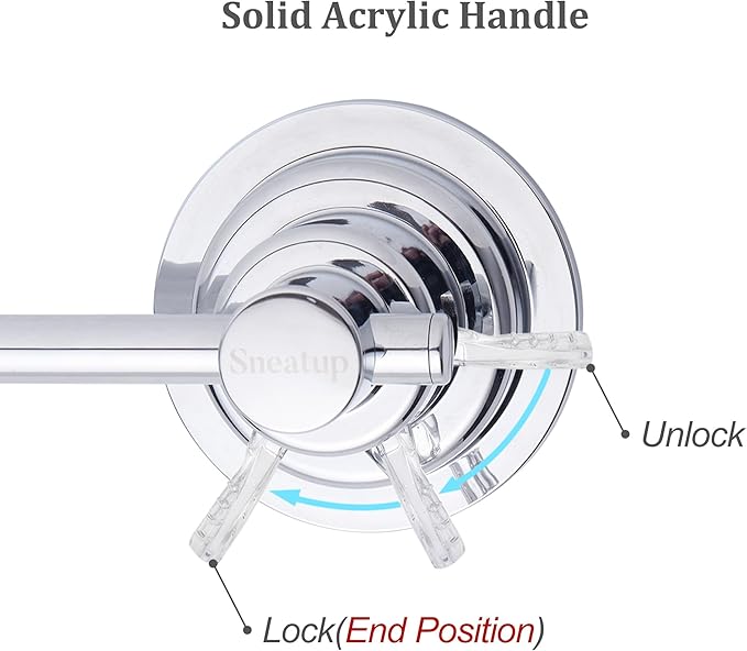 Sneatup Suction Cup Extendable 17-29" Stainless Steel Towel Bar (Chrome Plating)