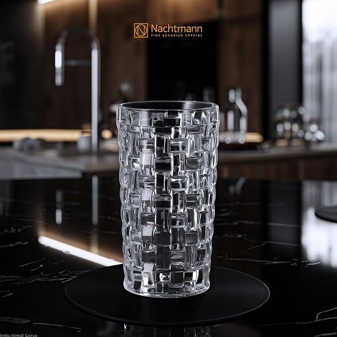 Nachtmann Dancing Stars Bossa Nova Collection, Long Drink Glass Set of 4 Clear Crystal Glass, for cocktails and cold Beverages 14-Ounce, Dishwasher safe