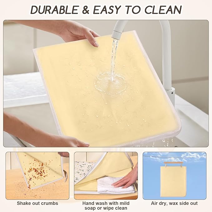 Wide Zipper Beeswax Bread Bags for Homemade Bread, 2 Pack Sourdough Bread Bags for Storage XL 17x13 Inch, Cotton Large Reusable Bread Bag - Keep Fresh, Freezer Safe