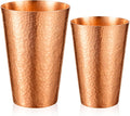 Willinglong 2 Pcs 100% Pure Copper Cup Tumblers 25 oz 18.5 oz Handcrafted Hammered Copper Cups, Ayurvedic Health Benefits Drinking Vessel for Family Health Water, Cocktails, Iced Tea Glasses(Threaded)