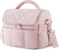BAGSMART Insulated Lunch Bags for Women, Cute Quilted Lunch Box, Lightweight Puffy Padded Waterproof Lunch Tote, Reusable Lunch Cooler for Work Picnic Travel, Pink