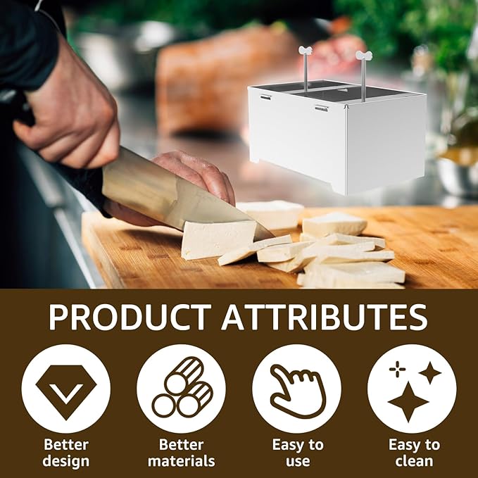 Paneer Strainer, Paneer Press Kit, Efficient Tofu Makers, Stainless Steel Tofu Maker Mold Easy to Use Paneer Maker with Drip Tray and Press Cloth for Home Kitchens Firm Or Extra Firm Paneer
