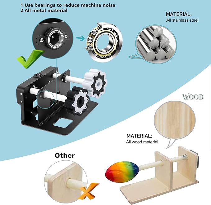 Cup Turner Tumbler Spinner Double Matal Frame Crafts Tumbler Double Cuptisserie Turner for DIY Epoxy Machine with Professional Silent Balance Steering Shaft and Independent Switch