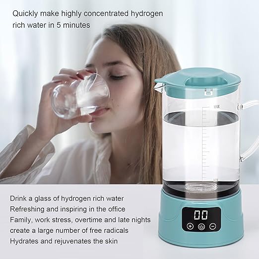 Hydrogen Water Pitcher 1.5L with SPE PEM Technology LED Touch Display High Borosilicate Glass for Immunity and Metabolism, Hydrogen Rich Water Maker Machine