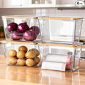 4 Pack Clear Storage Bins with Bamboo Lid, Garbage Bag Dispenser, Pantry Organizers and Storage for Onion Potato, Under Sink Organizer for Kitchen Laundry Room