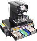 Ekisemio 2-Tier K Cup Organizer with Sliding Drawer & Side Baskets, Black | 63 K-Cups or 83 Capsules| Sliding Drawers | Side Baskets | Sturdy Metal Frame | Tool-Free Assembly | Space Saving | Black