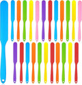 Lasnten 24 Pcs Silicone Spatula Set Heat Resistant Spatula Silicone Flexible Non Stick Jam Scraper with Long Handle Mixing Batter Scraper for Butter Cake Cream Icing Cooking Kitchen Baking