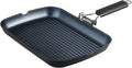 S·KITCHN Grill Pan with Folding Handle, Nonstick Grilling Pan for Stove Tops, Induction Compatible Rectangle KBBQ Pan with Pour Spouts - 13 × 9IN