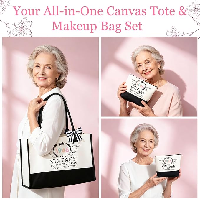 80th Birthday Gifts for Women, Vintage 1946 Happy 80th Birthday Gifts Basket for Women Unique Gift Ideas for 80 Year Old Female, Mom, Wife, Grandma, Thoughtful Birthday Gift Turning 80 Year Old