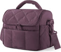 BAGSMART Insulated Lunch Bags for Women, Cute Quilted Lunch Box, Lightweight Puffy Padded Waterproof Lunch Tote, Reusable Lunch Cooler for Work Picnic Travel, Blackberry