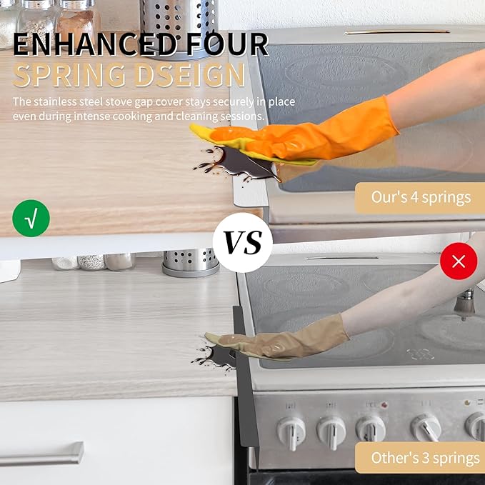 Stove Gap Covers 316 Stainless Steel,Stove Gap Filler,Heat-Resistant Oven Side Gap Filler,Between Stove and Counter Slide In Range Trim Kit for Kitchen,2 Pack (23.2” Silver)