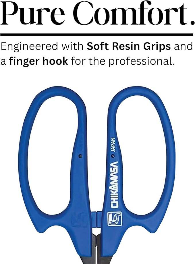 CHIKAMASA B-600SUFB, The Precise Specialty Trimming Scissors, Stainless Steel w/Fluorine Coating, for trimming plants and grapes, excellent for narrow stem-thinning inside closed and tangled spaces.