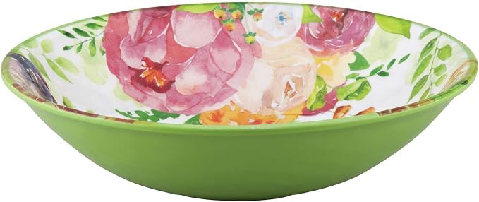 UPware 12 Piece Rose Garden Melamine Dinnerware Sets, Outdoor Dishes Set, Plates and Bowls Sets, Service for 4, Multicolor