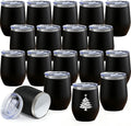 YOUKE OLA 18 Pack Stainless Steel Powder Coated Wine Tumbler with Ceramic Lining, Double-Wall Vacuum Insulated Travel Coffee Mug with Lids for Laser Engrave, DIY Gift, 12oz Black
