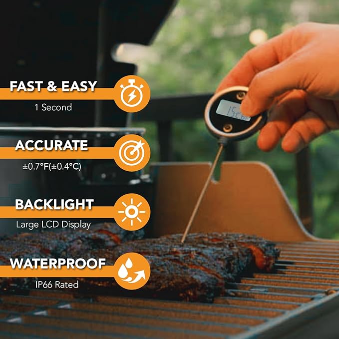 CHEFSTEMP Instant Read Meat Thermometer, 1-Second Meat Thermometer, Digital Meat Thermometer for Grilling, Food, BBQ, Kitchen Cooking, Oil Deep Frying & Candy (Nobility Blue Pocket Pro)