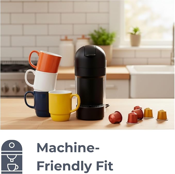 Stackable Porcelain Coffee Mug Set of 4 – 16oz Large Handle, Space-Saving Ceramic Mugs for Kitchen & Coffee Bar, Microwave & Dishwasher Safe • Modern Home Gift