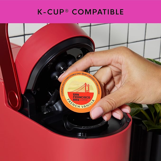 San Francisco Bay K-Cup Coffee Pods Flavored Variety Pack (40 ct), Includes Hazelnut Crème, Caramel, & French Vanilla, Commercially Compostable Single-Serve Flavored Coffee Pods