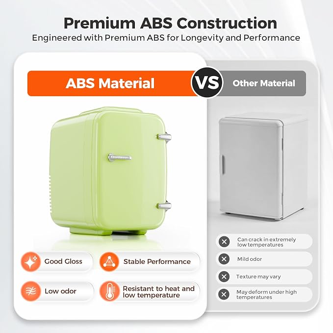 Mini Fridge for Bedroom - 4 Liter/6 Can Mini Makeup Fridge, 110V AC/ 12V DC Portable Thermoelectric Cooler&Warmer for Skincare, Drink, Cosmetic, Medicine, Small fridge for Bedroom, Office, Dorm, Car