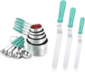 U-Taste 18/8 Stainless Steel Measuring Cups and Spoons Set and 18/0 Stainless Steel Offset Icing Spatula Set (Aqua Sky)