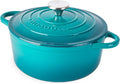 Cast Iron Dutch Oven with Lid - Non-Stick Ovenproof Enamelled Casserole Pot - Sturdy Dutch Oven Cookware - Teal, 3.1-Quart, 22cm- by Nuovva