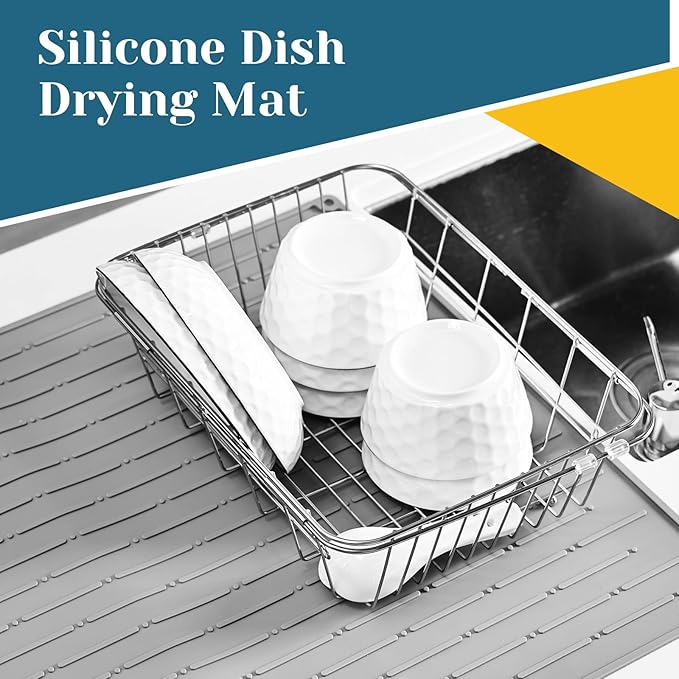 Cook's Aid Stove Top Cover for Electric Stove - Silicone Stove Mat for Glass Top Stove, Glass Cooktop Protector, Dish Mat Drying Kitchen Mat (Light Grey, 20x28 Inch)