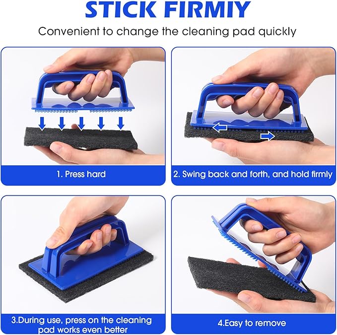 Reallnaive 93 Pcs Griddle Cleaning Kit Screen Holder Grill Screens Cleaning Pads Heavy Duty Abrasive Mesh Pads for Flat Tops, Cast Iron, Stainless Steel Griddle Cleaner Accessories Bundle (Blue)