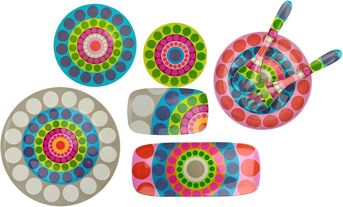 French Bull Plates - 4 Piece Set - 9 inch Melamine Salad Plates Set of 4 - Melamine Dinnerware for Indoor and Outdoor - Dial…