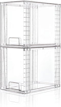 High Clear Stackable Storage Drawers(2 Pack), High-strength Plastic Organizer Bins with Handles for Skincare Bathroom Cabinet Vanity Undersink Kitchen Pantry BPA-Free Storage Containers